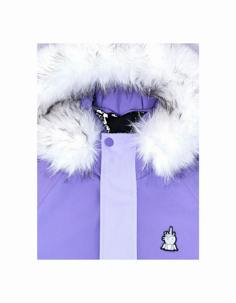 Girls Sparkle The Unicorn Ski Jacket in Purple