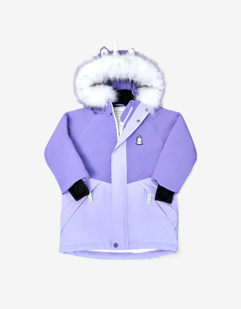 Girls Sparkle The Unicorn Ski Jacket in Purple