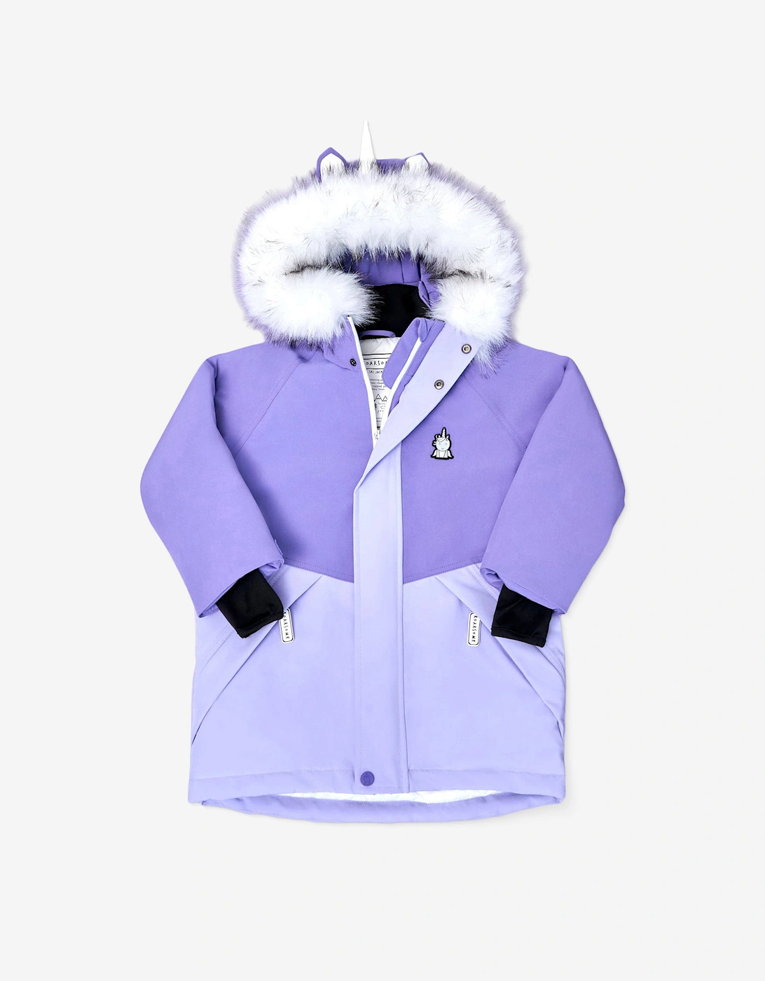 Girl's Roarsome Girls Sparkle The Unicorn Ski Jacket in Purple - Size: 6 years/7 years