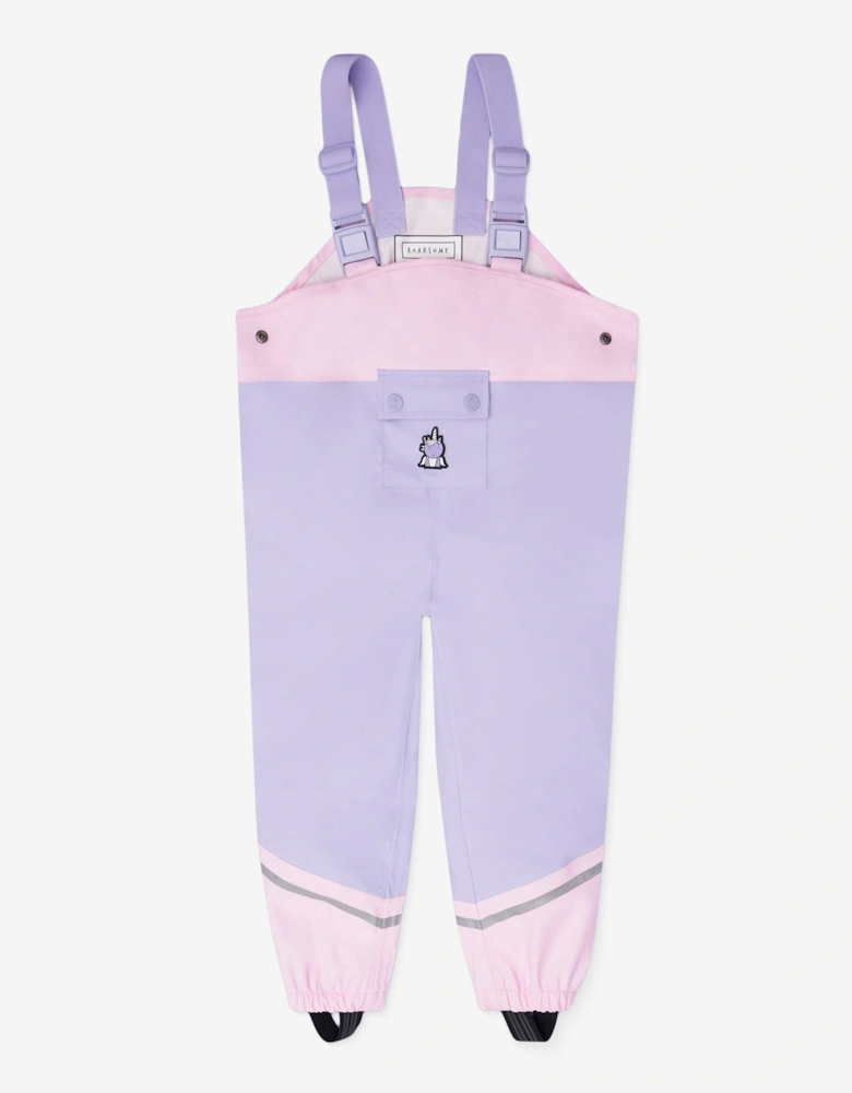 Girls Sparkle The Unicorn Waterproof Trousers in Purple