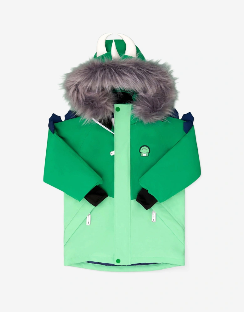Kids Spike The Dinosaur Ski Jacket in Green