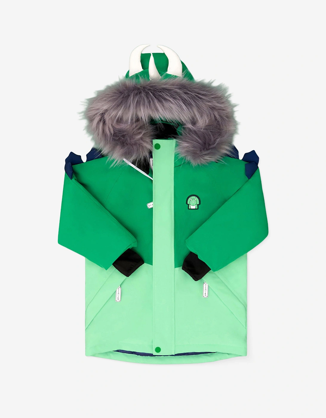 Kids Spike The Dinosaur Ski Jacket in Green, 5 of 4
