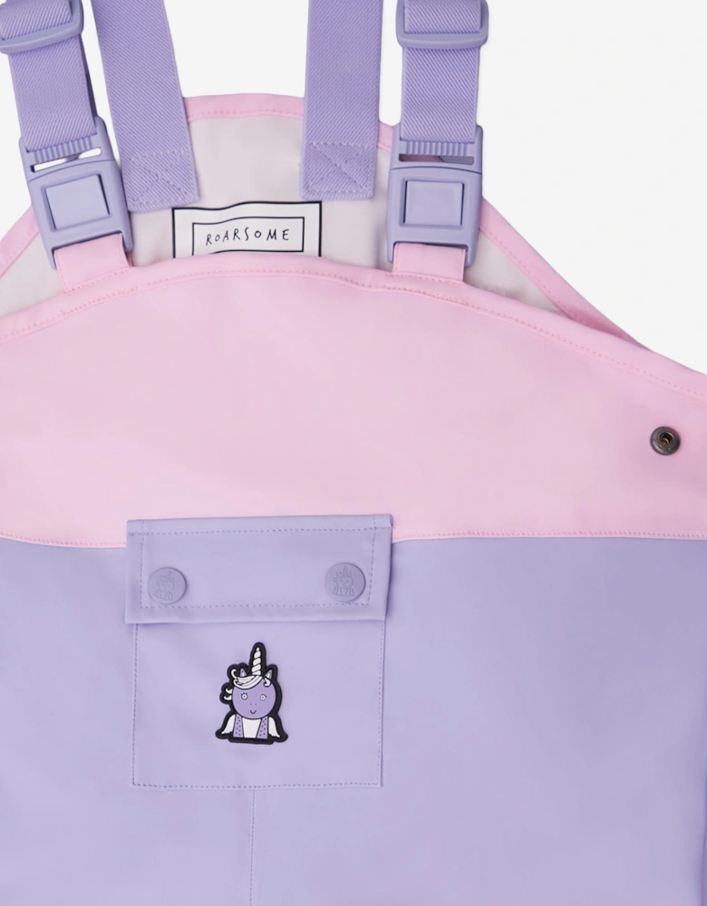 Girls Sparkle The Unicorn Waterproof Trousers in Purple