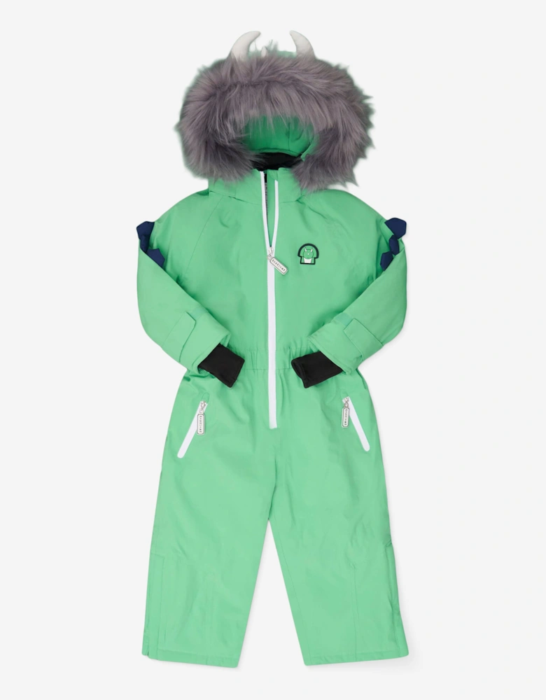 Kids Spike The Dinosaur Ski Suit in Green