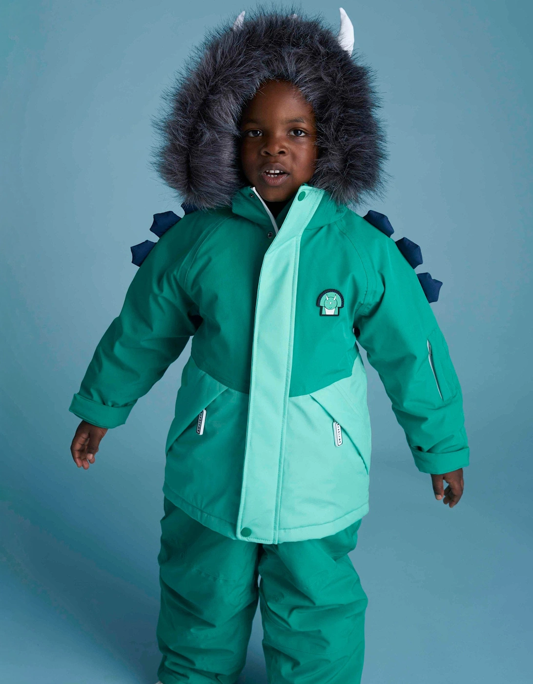 Kids Spike The Dinosaur Ski Jacket in Green