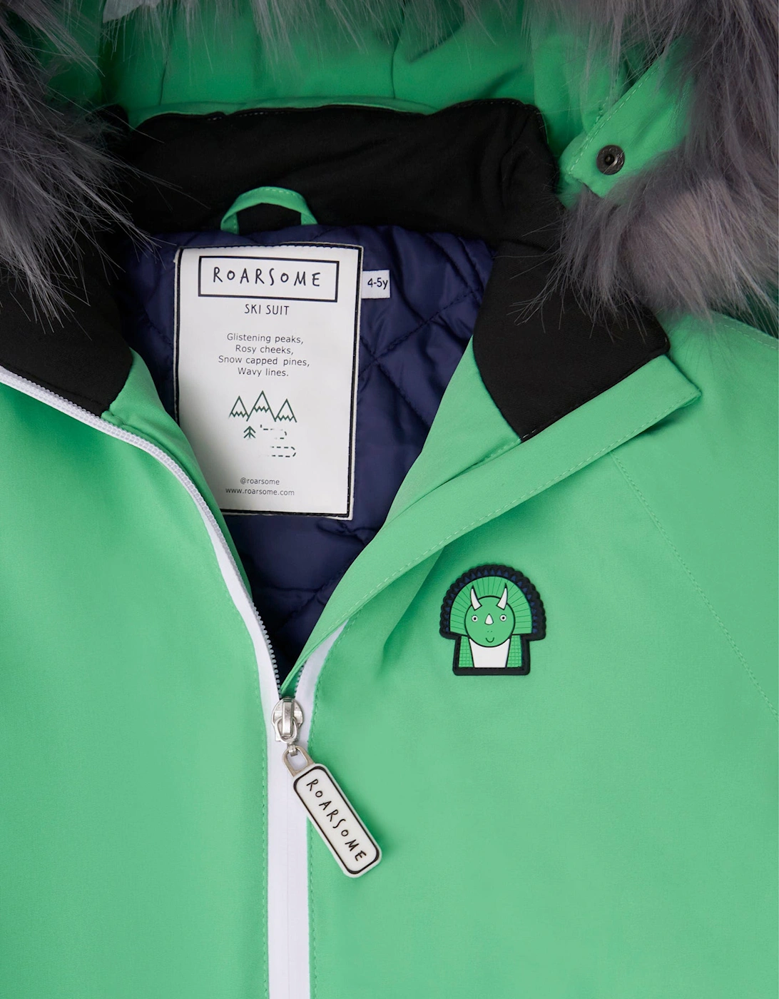 Kids Spike The Dinosaur Ski Suit in Green
