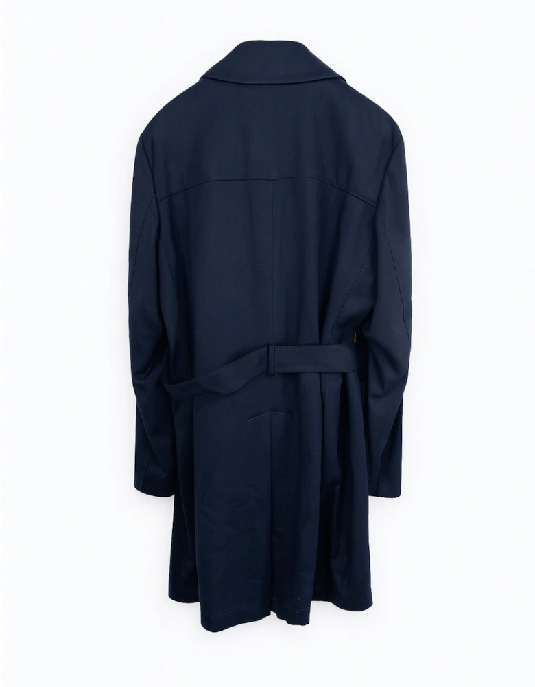 Men's Navy Wool Trench Overcoat