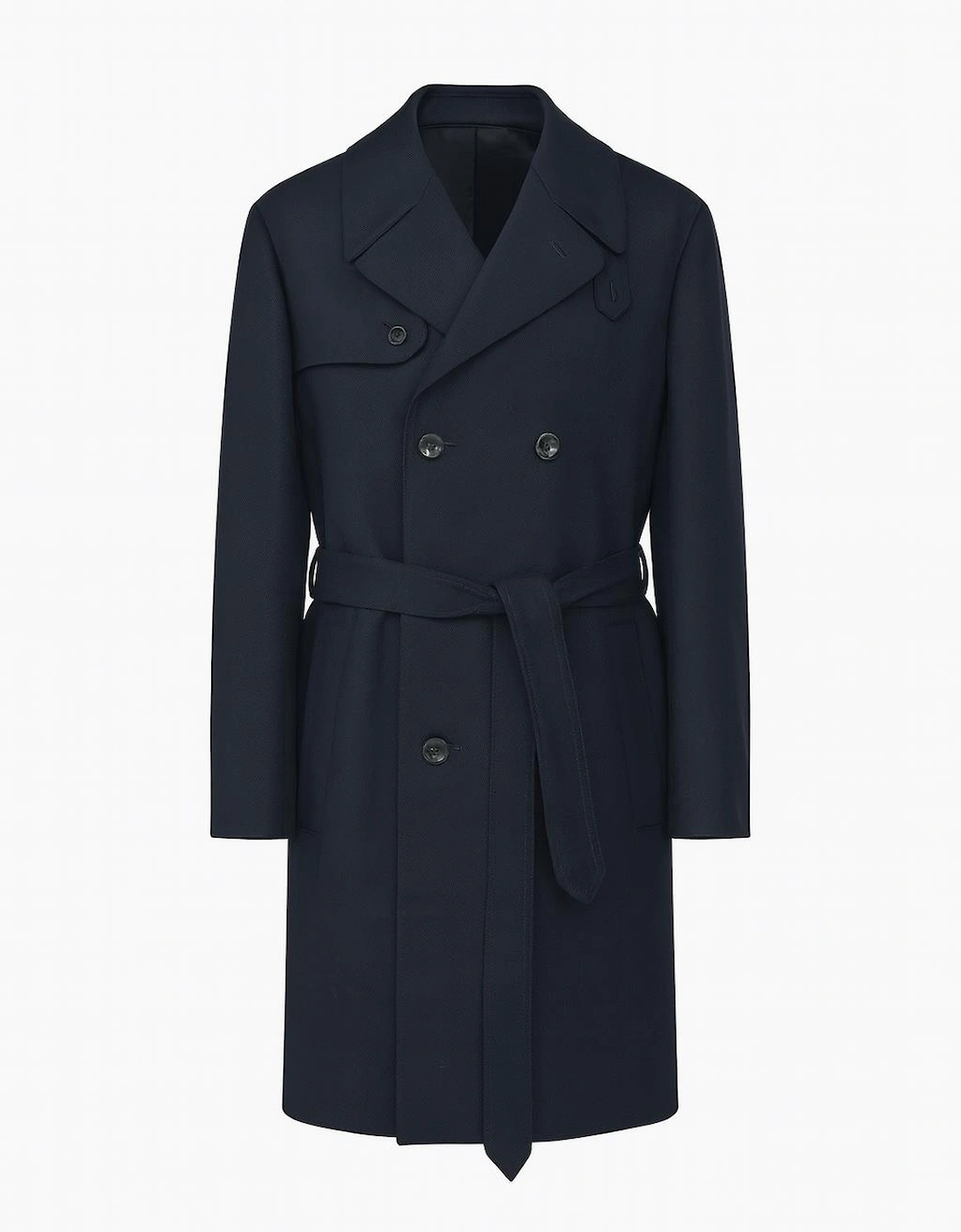 Men's Men's Boglioli Navy Wool Trench Overcoat - Size: 54 xxl