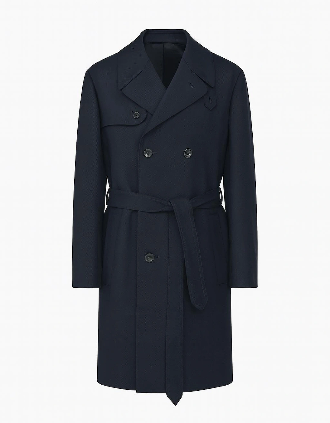 Men's Navy Wool Trench Overcoat, 3 of 2