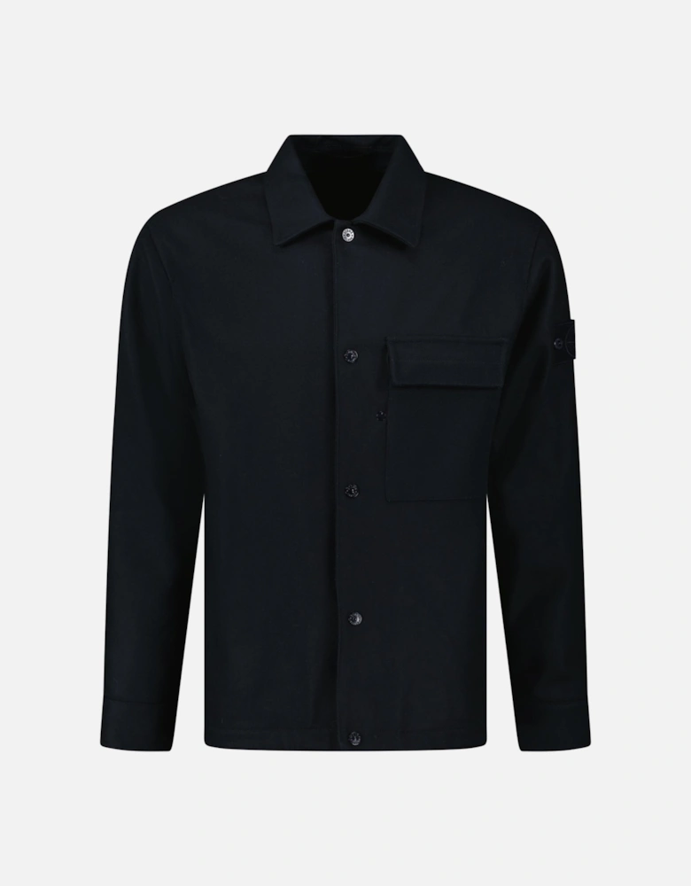 Ghost Piece Virgin Wool-Blend Felt Overshirt in Navy