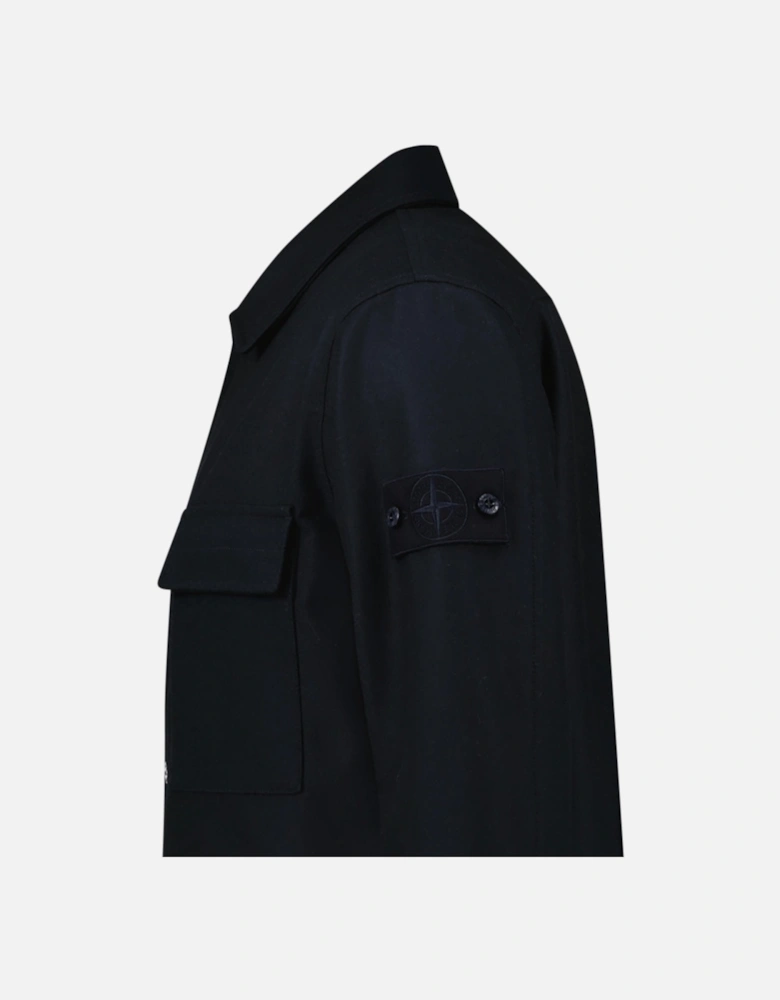 Ghost Piece Virgin Wool-Blend Felt Overshirt in Navy