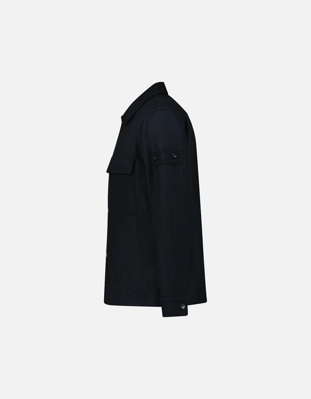 Ghost Piece Virgin Wool-Blend Felt Overshirt in Navy