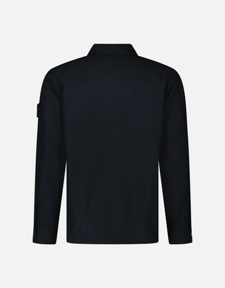 Ghost Piece Virgin Wool-Blend Felt Overshirt in Navy