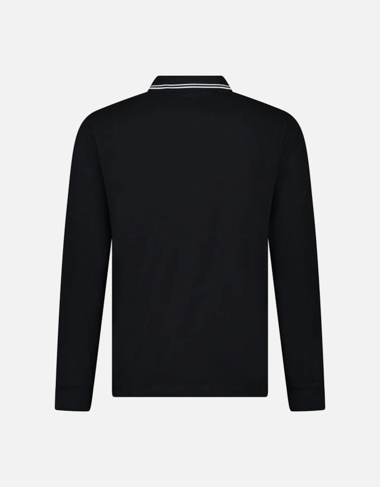 Long-Sleeve Polo Shirt in Black