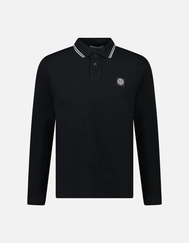 Long-Sleeve Polo Shirt in Black