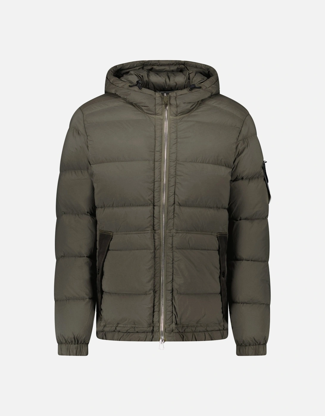 Hooded Down Jacket with Seamless Feather Tunnels in Military Green, 4 of 3