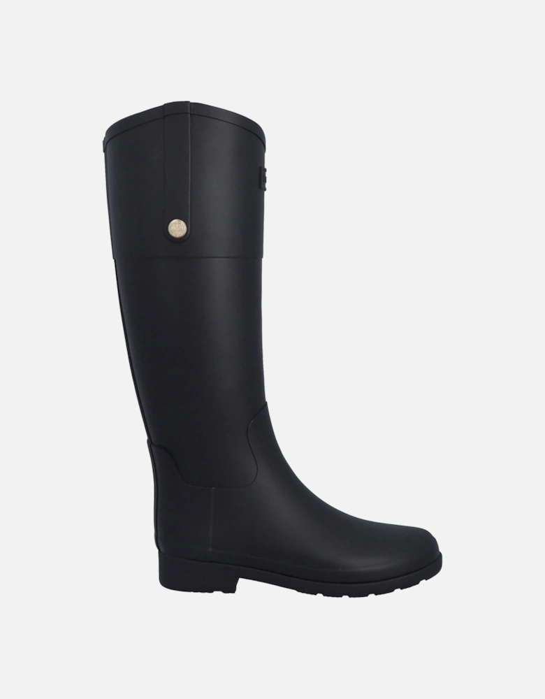 Refined Riding Boot Rubber Women's Black Wellington Boots
