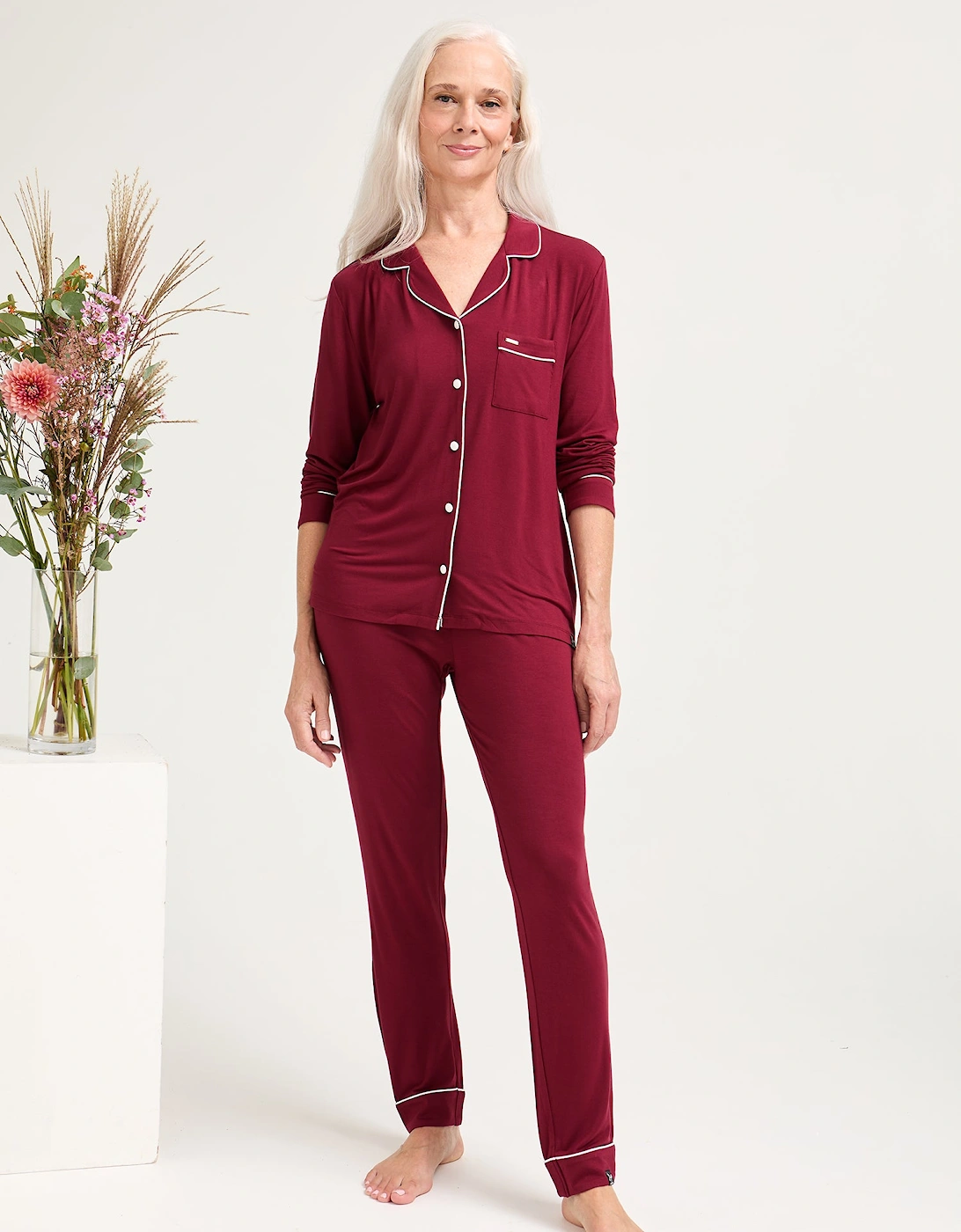 Bamboo Pyjama Set in Claret, 4 of 3