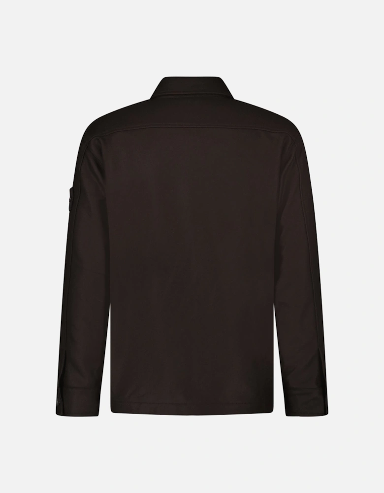 Ghost Piece Virgin Wool-Blend Felt Overshirt in Dark Brown
