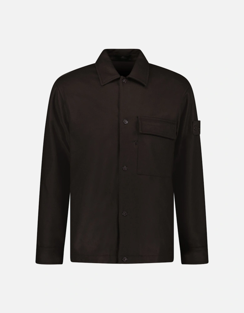 Ghost Piece Virgin Wool-Blend Felt Overshirt in Dark Brown