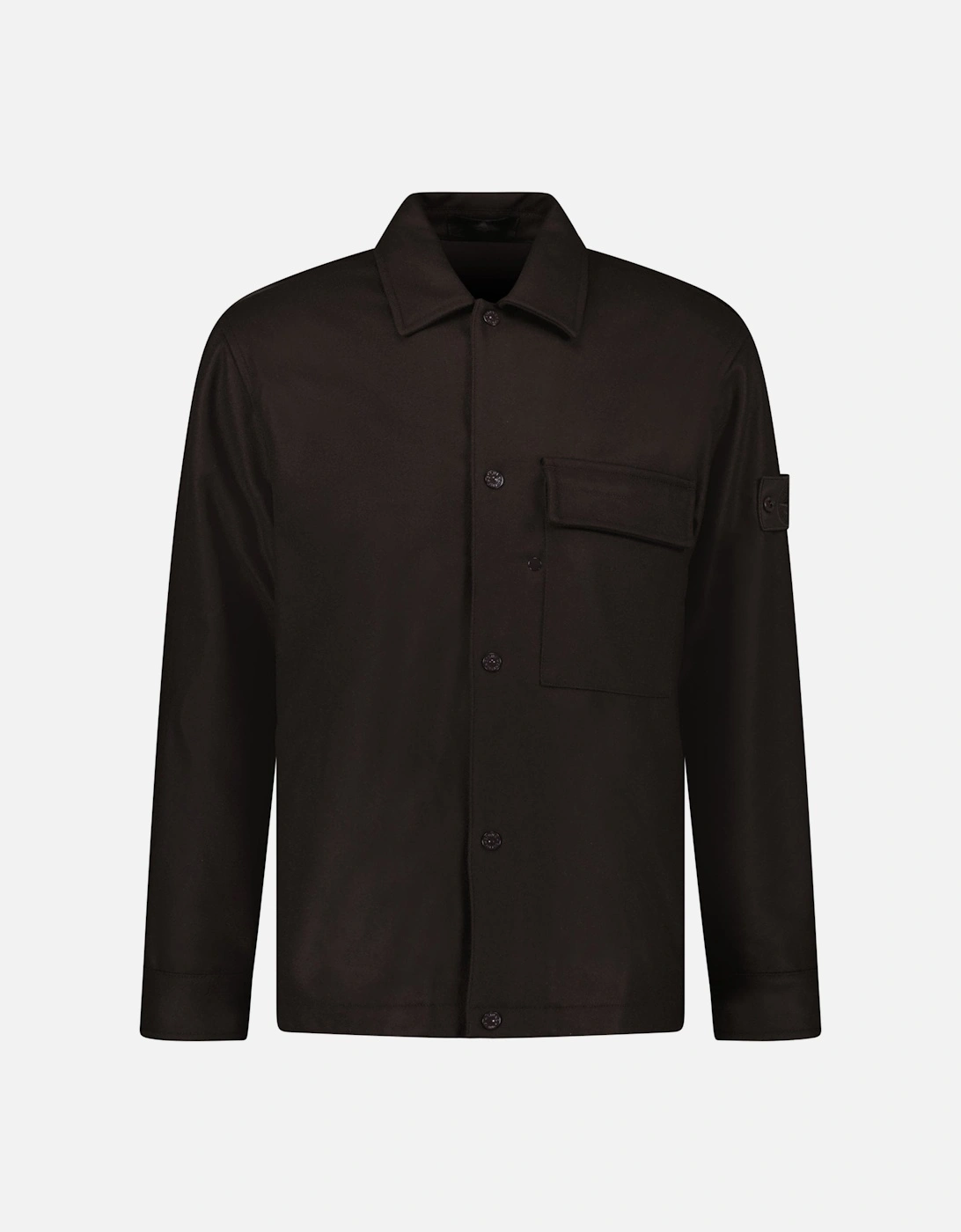 Ghost Piece Virgin Wool-Blend Felt Overshirt in Dark Brown, 4 of 3