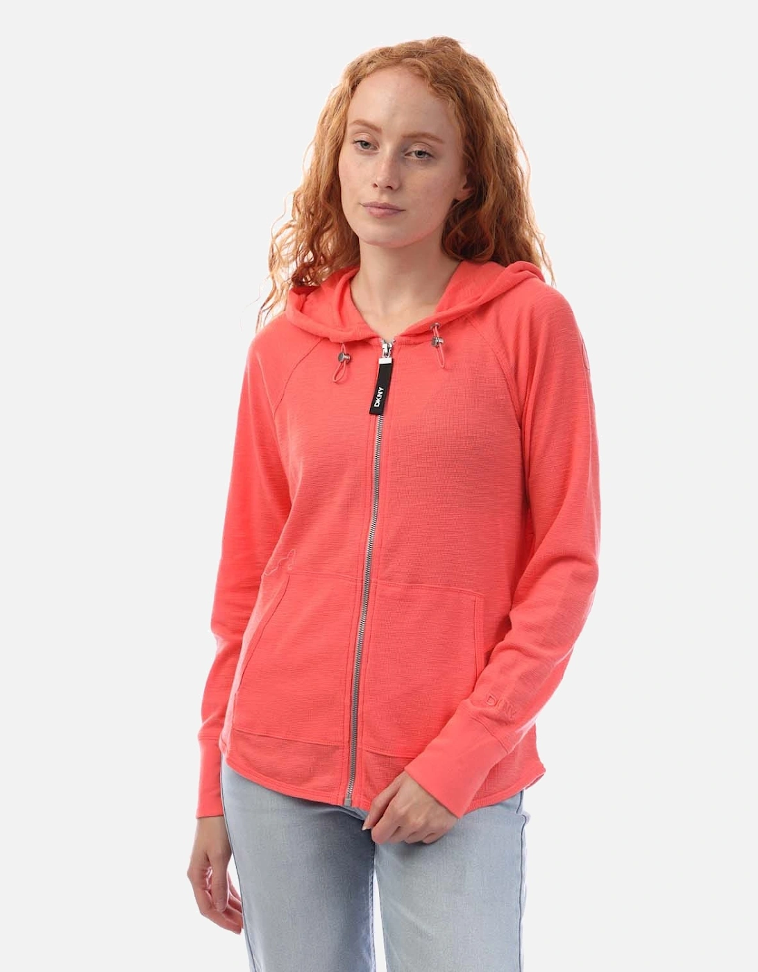 Front Zip Through Slub Waffle Knit Hoodie, 5 of 4