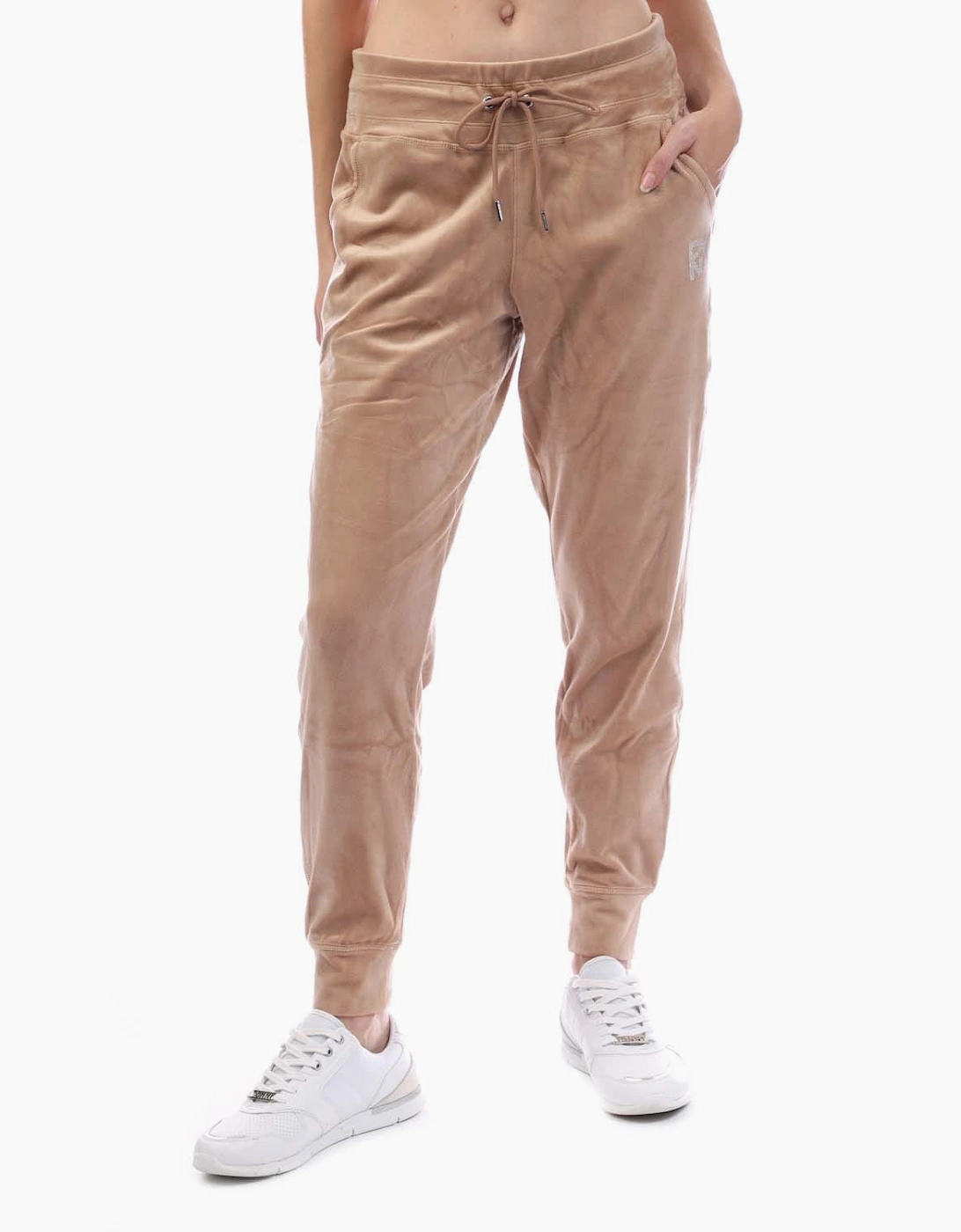 DKNY Women's Rhinestone Logo Jog Pants - Cream - Size: M