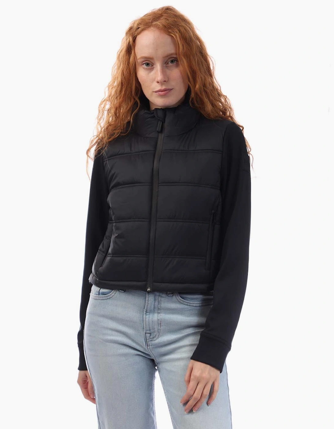 DKNY Women's Cropped Scuba Mixed Puffer Jacket - Black - Size: 6