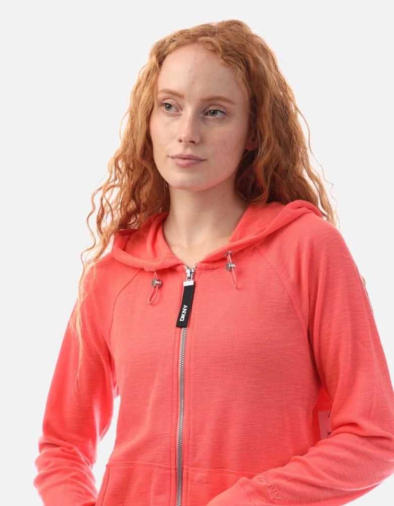 Front Zip Through Slub Waffle Knit Hoodie