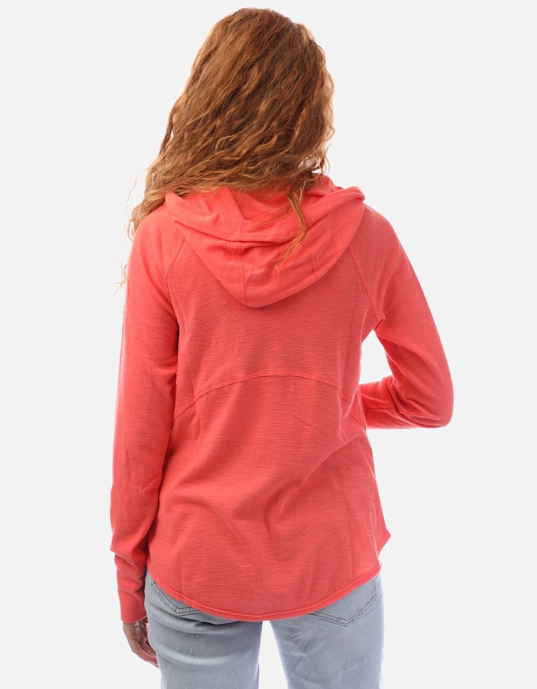 Front Zip Through Slub Waffle Knit Hoodie