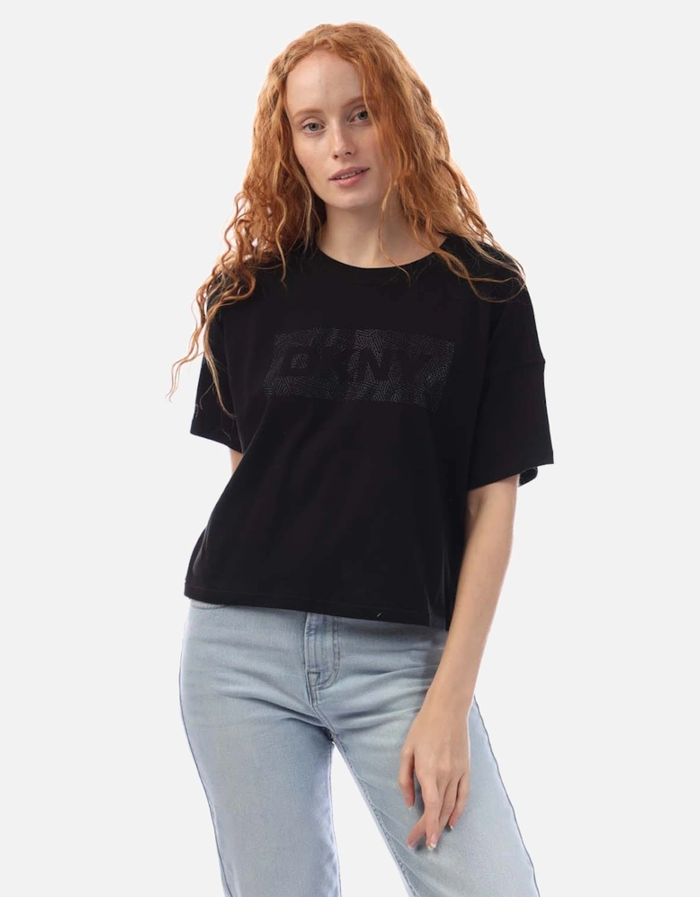 Rhinestone Logo Cropped SS T-Shirt