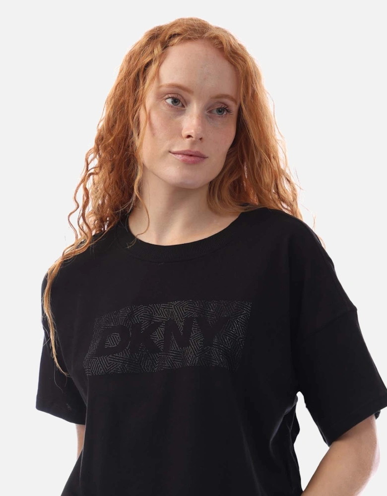 Rhinestone Logo Cropped SS T-Shirt