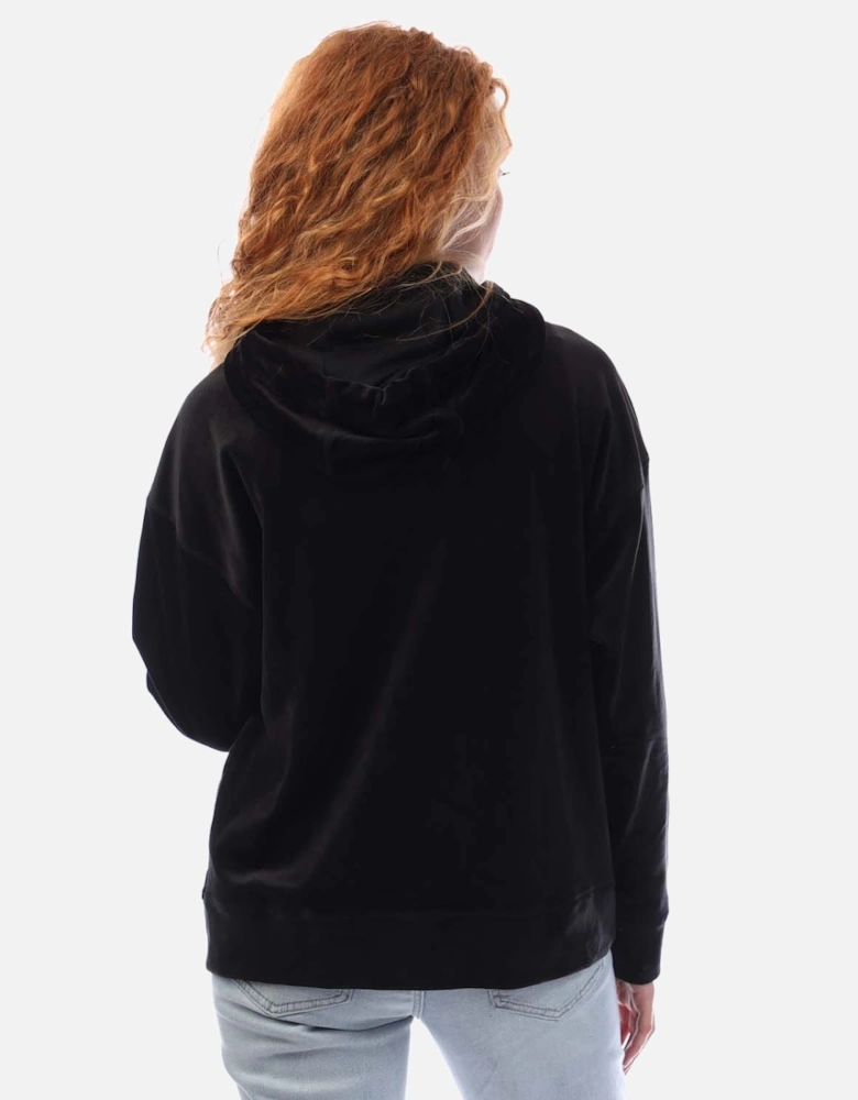 Full Zip Rhinestone Logo Velour Hoody