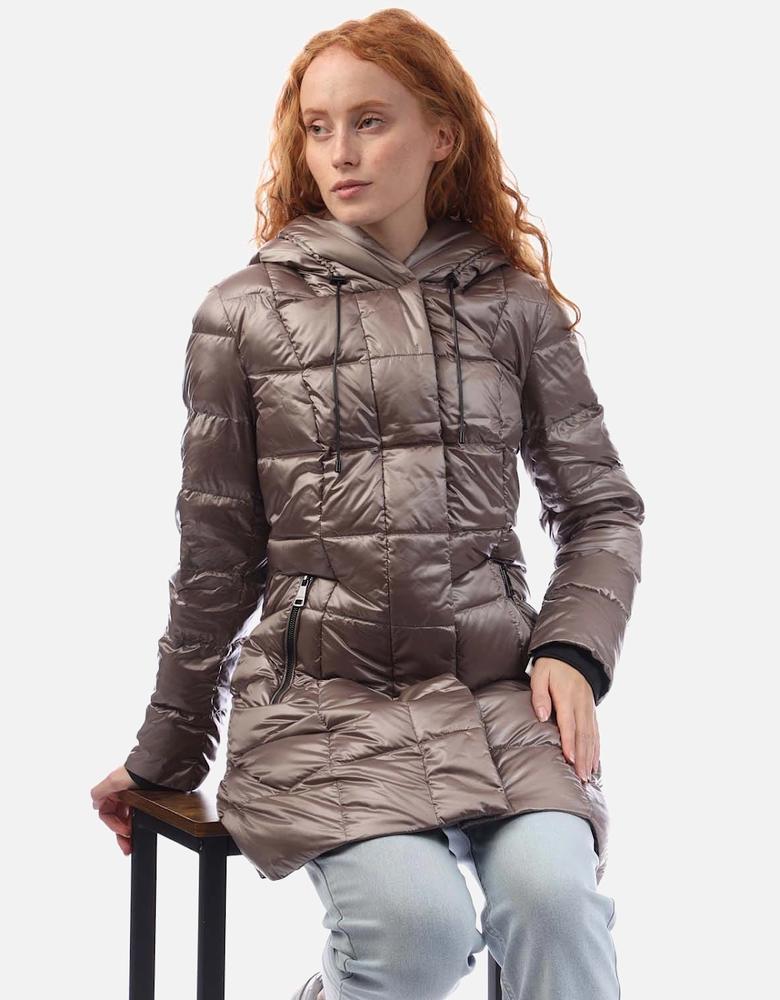 Zip Front Down Filled Long Puffer Jacket