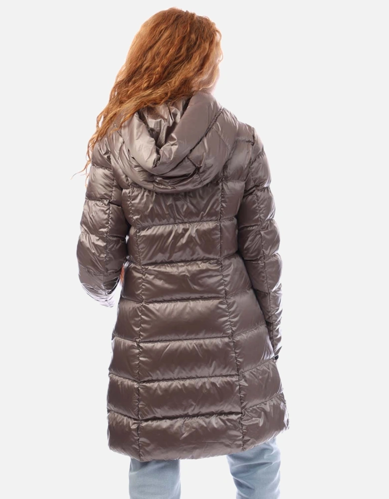 Zip Front Down Filled Long Puffer Jacket