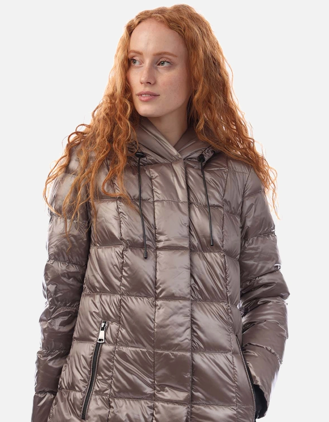 Zip Front Down Filled Long Puffer Jacket