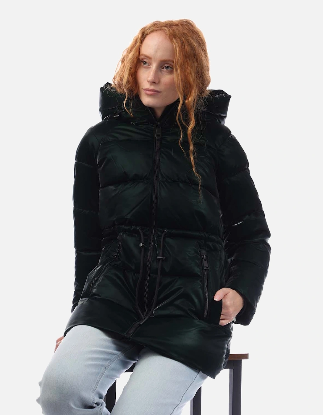 Zip Front Drawcord Puffer Jacket