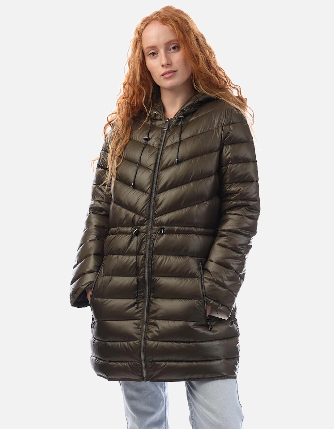 Zip Front Puffer Jacket With Cinched Waist, 5 of 4
