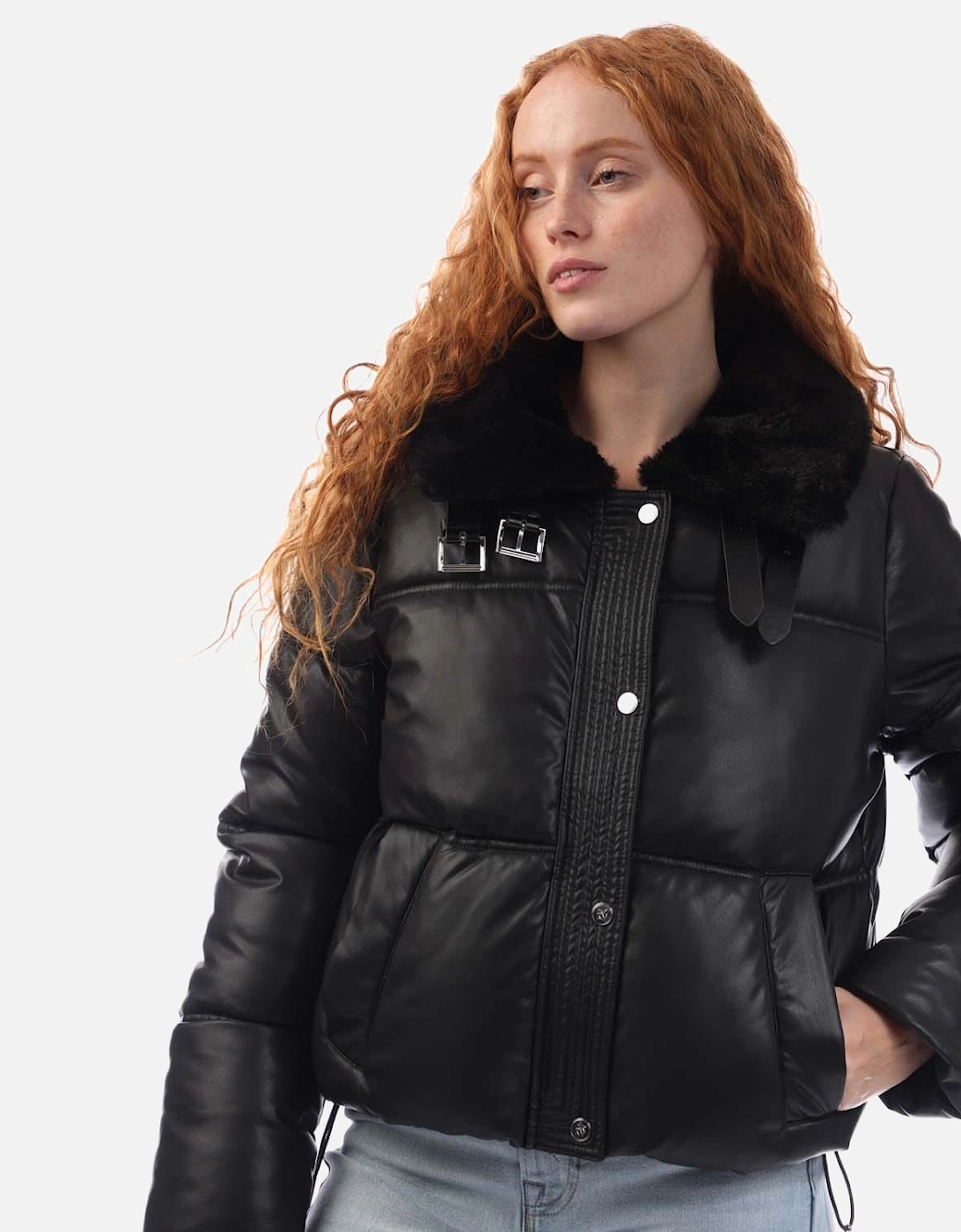 Zip Front with Collar Puffer Jacket