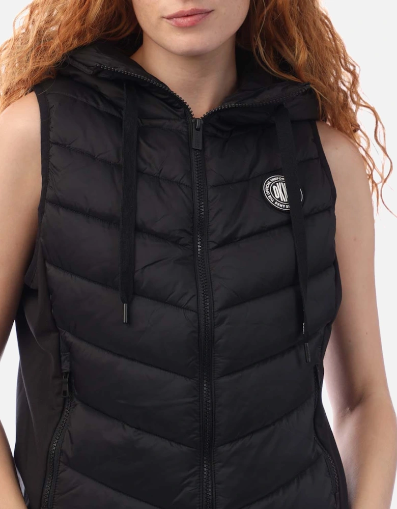 Hooded Puffer Vest with Logo Drawcord