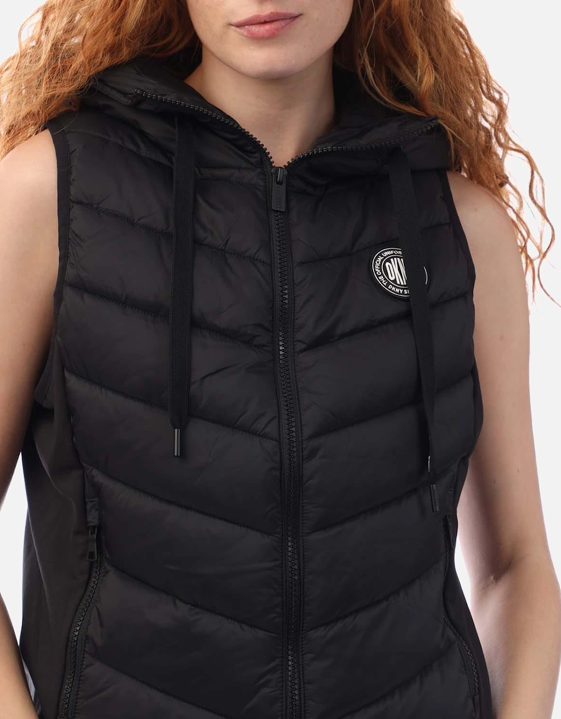 Hooded Puffer Vest with Logo Drawcord