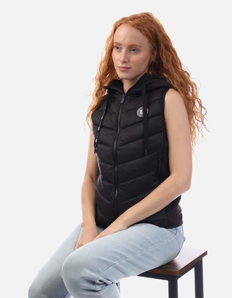 Hooded Puffer Vest with Logo Drawcord