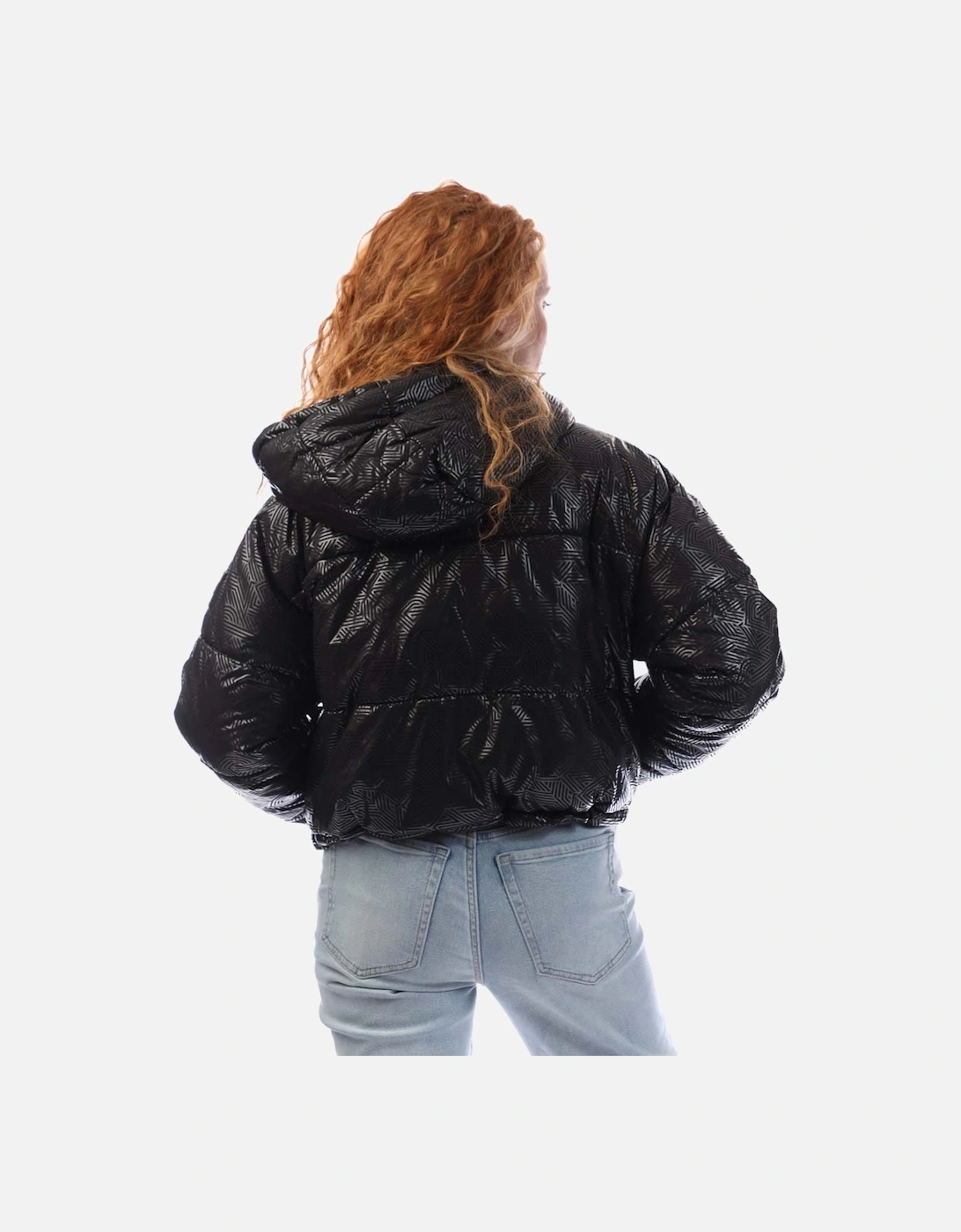 Crosswalk-Print Cropped Hooded Jacket