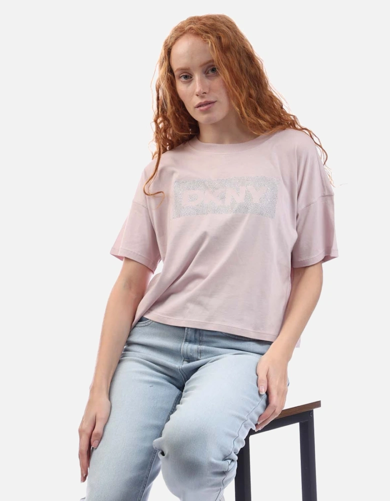 Rhinestone Logo Cropped SS T-Shirt
