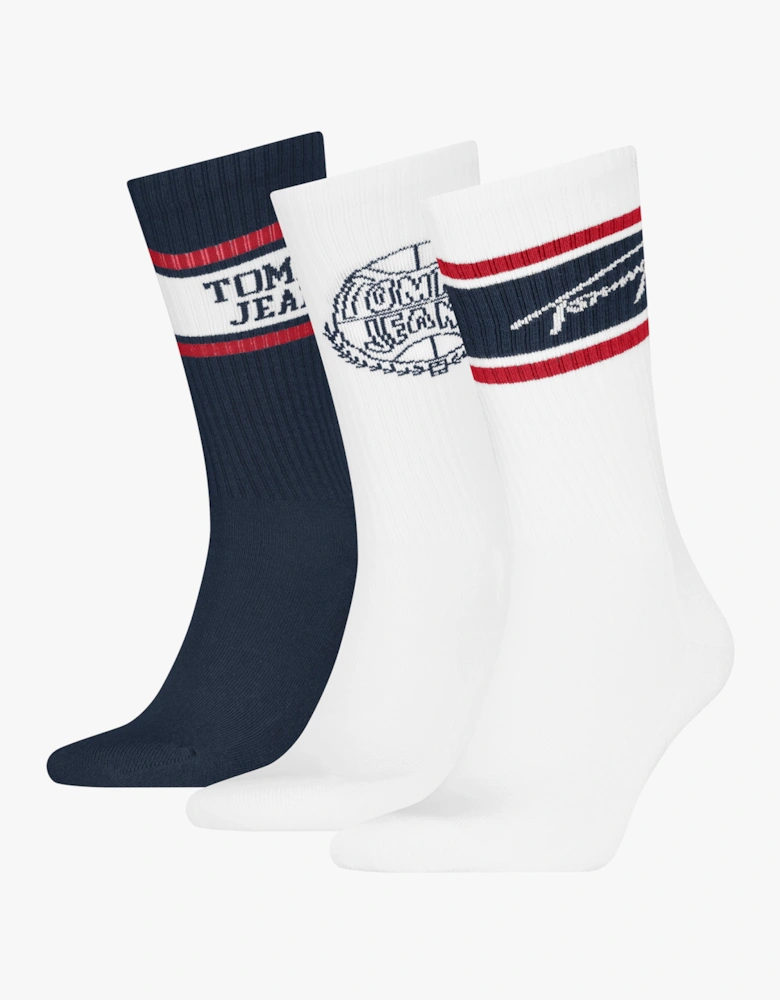 3 Pack College Giftbox Mens Socks White