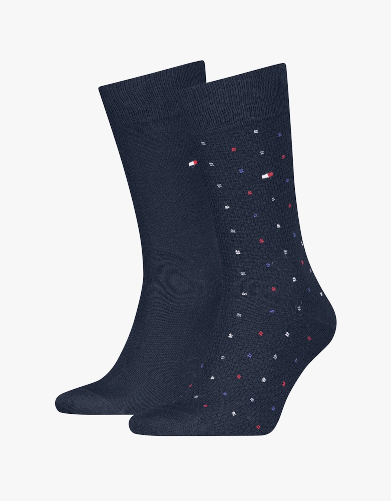 2 Pack Structure Dot Mens Socks Navy