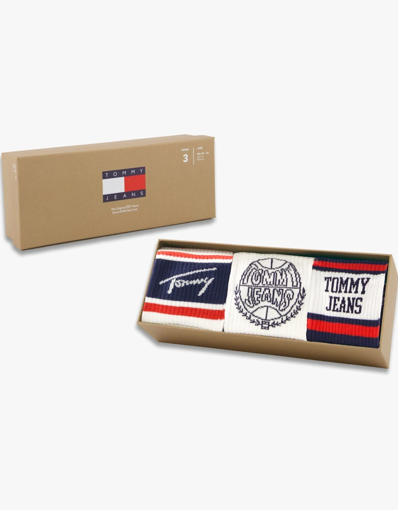 3 Pack College Giftbox Mens Socks White