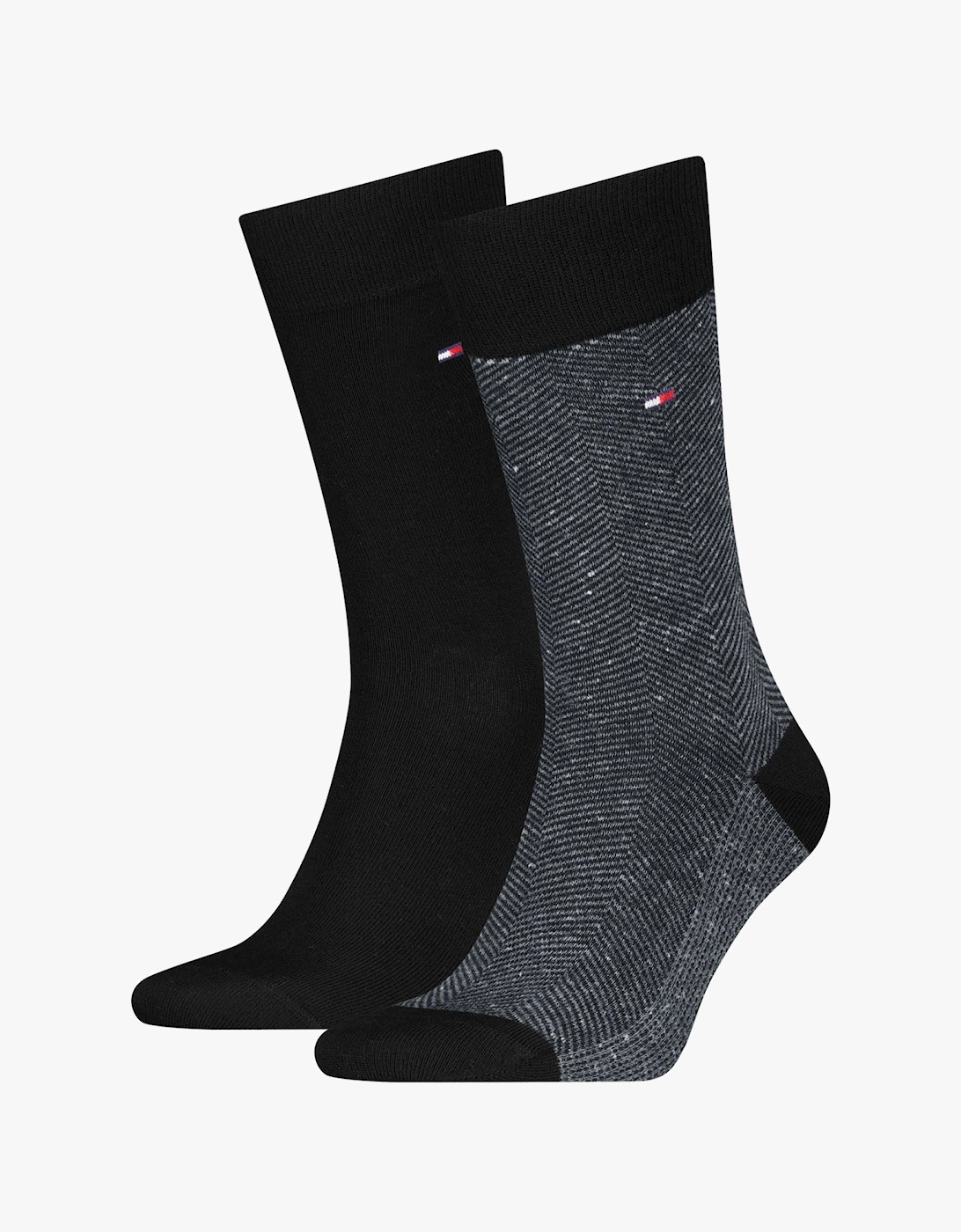 2 Pack Nappy Herringbone Mens Socks Black, 3 of 2