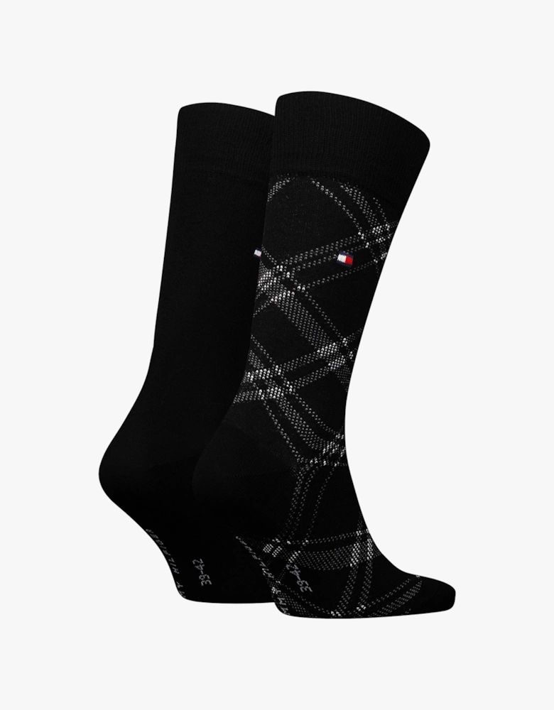 2 Pack Check Mens Socks Black