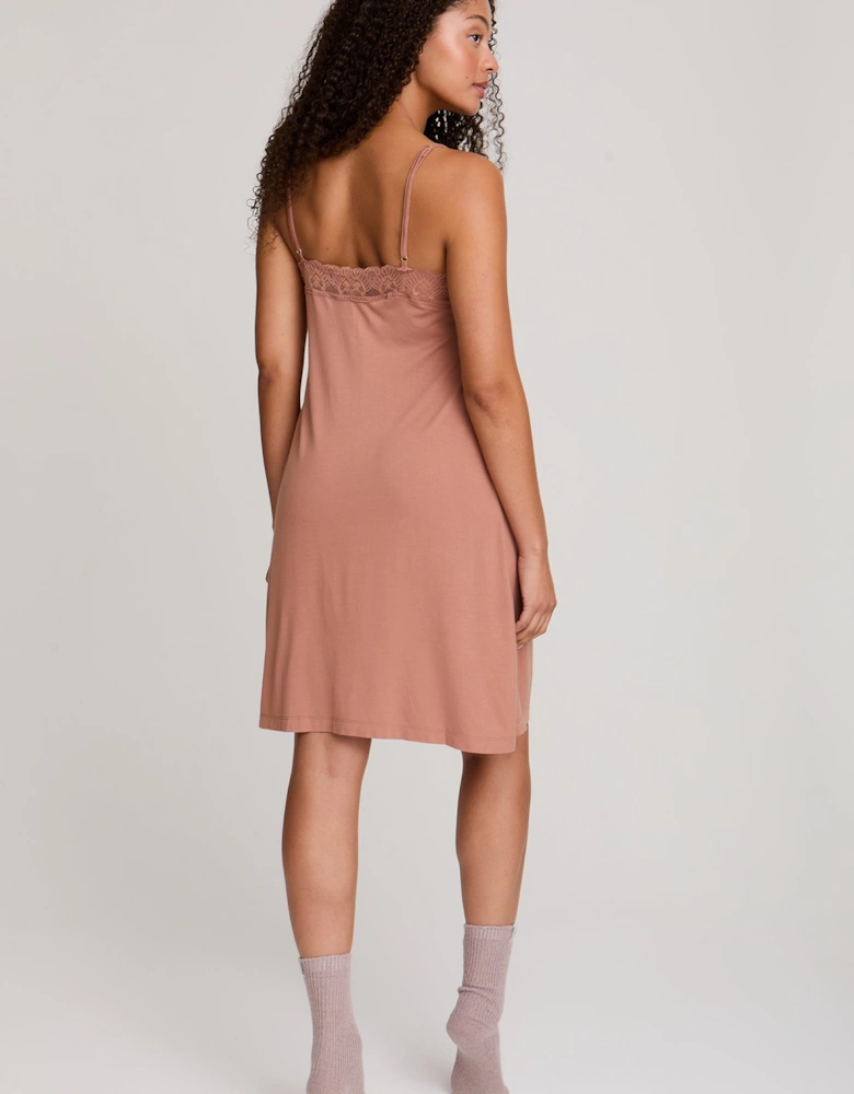 Bamboo Lace Chemise Nightdress in Mocha